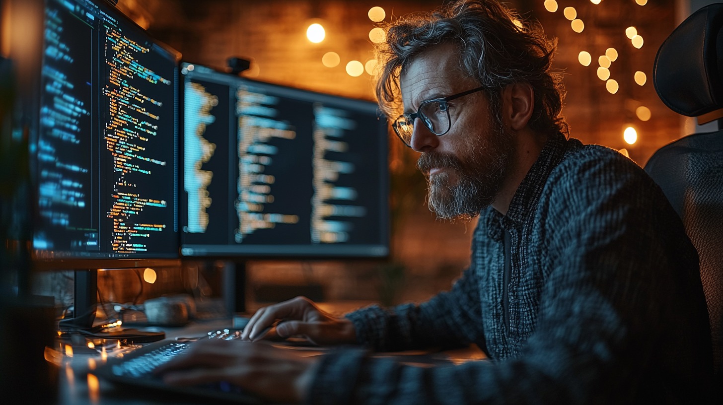 Developer typing Java array code